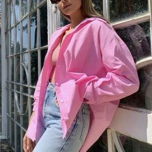 Zara Pink Button Down Shirt for Women